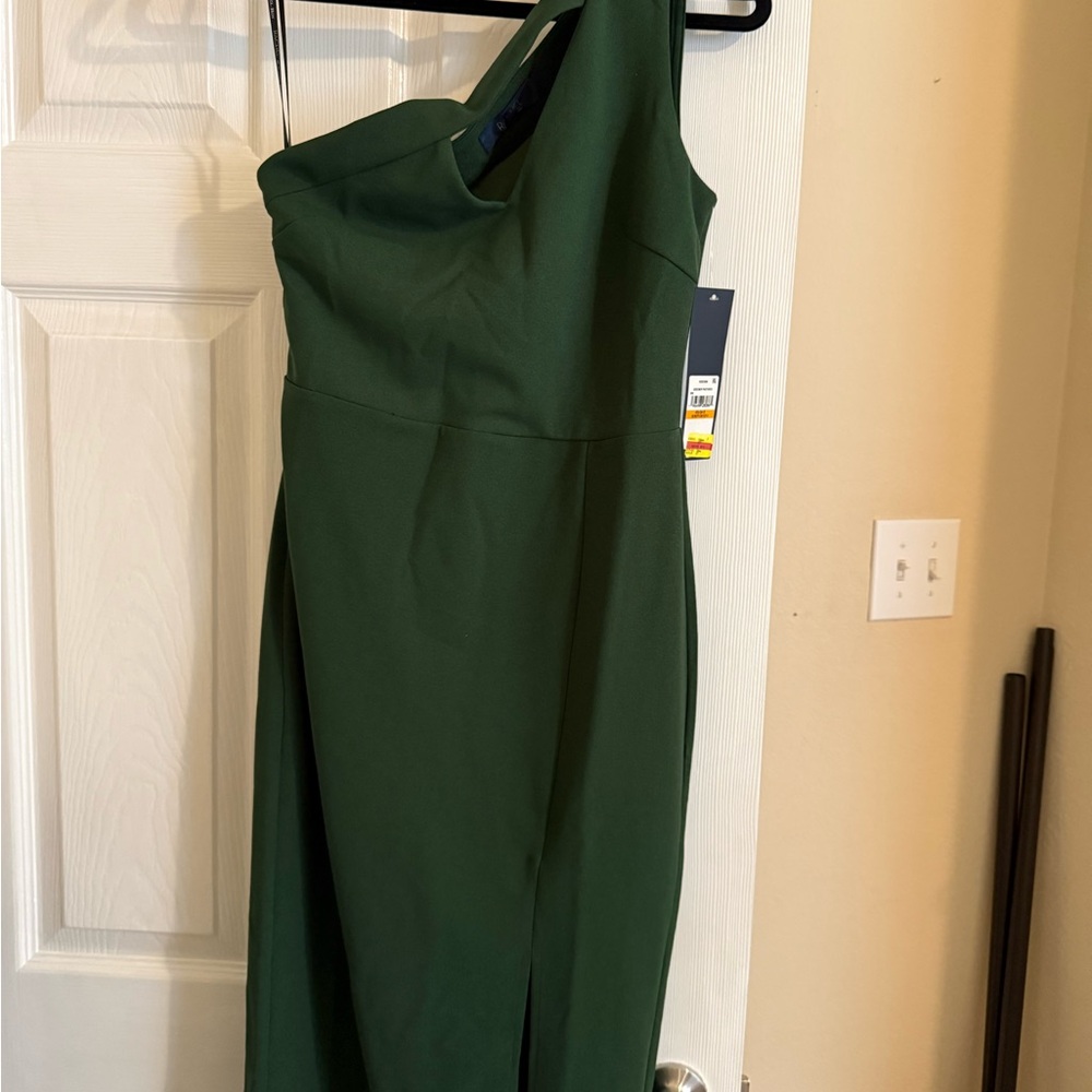 RACHEL Rachel Roy Forest Green One-Shoulder Dress